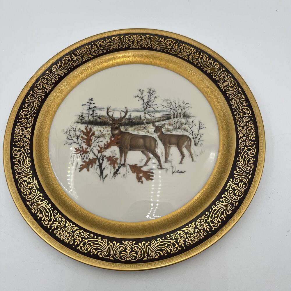 Pickard China 10.75" Plate "White-tailed Deer" James L Lockhart #709 of 2500 IOB